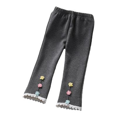 女童薄绒打底裤秋冬季直筒微叭裤