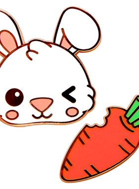 兔子胡萝卜仿珐琅情侣闺蜜pin