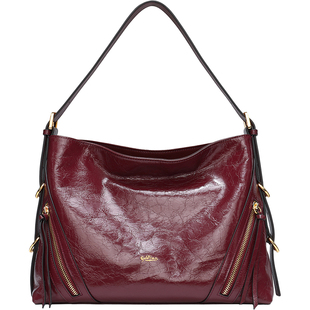 金利来女士真皮包包2026新款小众简约油蜡皮单肩包通勤百搭手提包