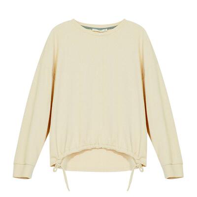 铜牛格异面布抽绳女居家上装