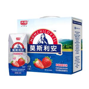 光明莫斯利安草莓酸酪风味常温酸奶200g*12盒整箱