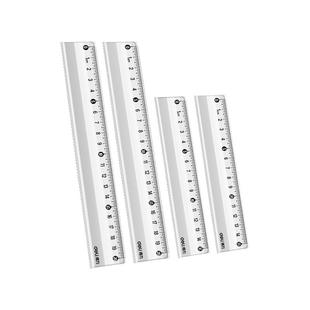 得力透明直尺带波浪线尺子小学生专用一年级大数字格尺15cm20多功能量角器三角尺套装测量刻度绘图函数划线尺