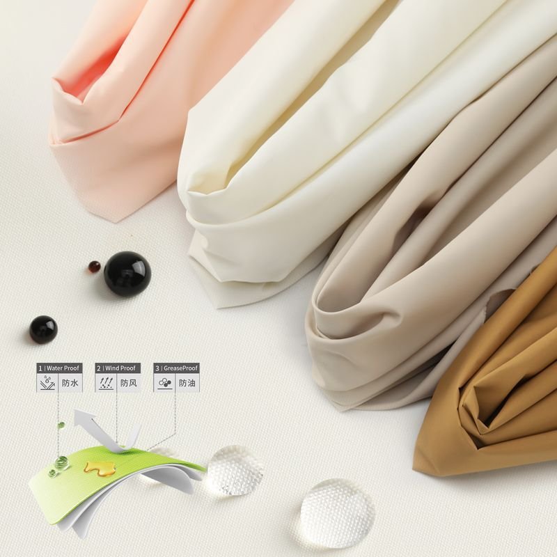 17羽绒服面料高密度特氟龙三防马甲布料冲锋衣防水防污包袋防油棉