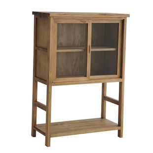 onlythis原木风小户型餐边柜全实木茶水柜推拉门收纳柜简约置物柜