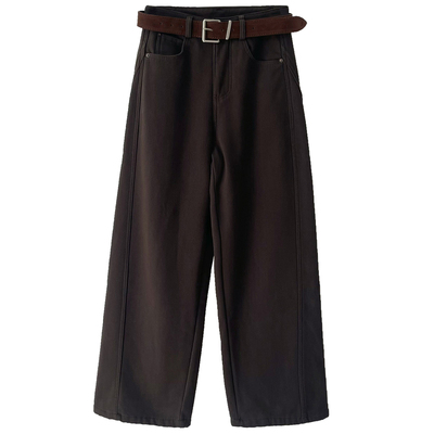 高腰显瘦加厚加绒阔腿裤女秋冬