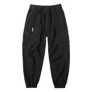 吉业重工国潮秋季复古撞色牙线多口袋长裤男宽松休闲工装束脚裤潮