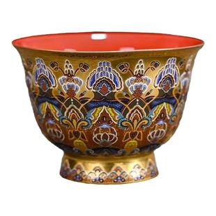 敦煌印象周鸿杰鎏金建盏茶杯个人专用主人杯珐琅彩高端送礼茶具