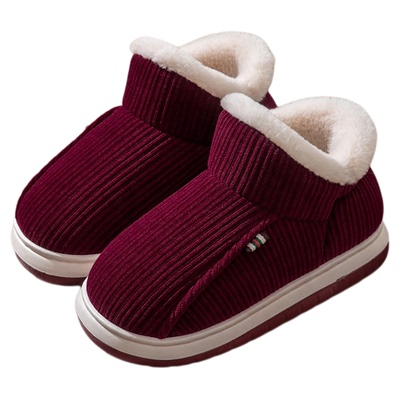 冬季女士加绒加厚包跟棉拖鞋居家外穿防滑厚底中老年人男保暖棉鞋