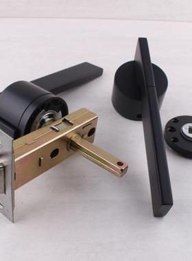双面把手灰黑色通道锁卧室过道厨房门隐形门锁单锁斜舌棕皮执手锁