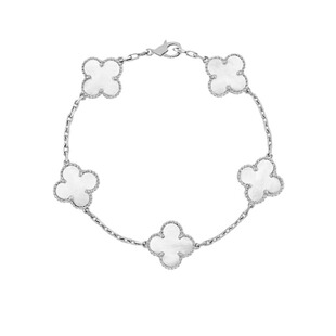 红玉髓镭射四叶草手链五花女镀18K玫瑰金520送新年礼孔雀石黄金