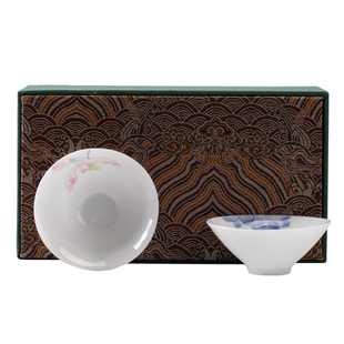 善简茶杯手绘釉下彩冰种羊脂玉白瓷主人杯单个品茗杯单杯茶盏杯子