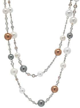 LAMUANA珍珠四重奏项链原创高品质多色琉璃珍珠长款颈链新品礼物