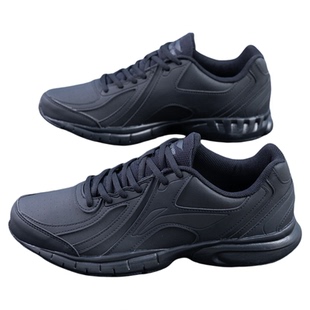 李宁黑色革面跑步鞋男鞋2026春季正品轻便减震耐磨回弹休闲运动鞋