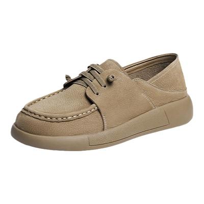 红蜻蜓袋鼠鞋软底牛皮皮鞋