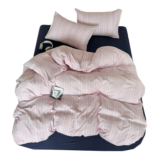 珍妮日记复古粉色格子柔软亲肤四件套被套床单学生三件套床上用品