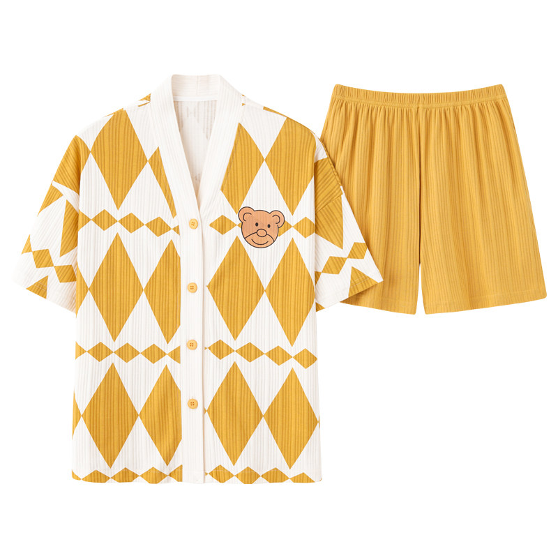 情侣宽松韩版短袖和服家居服