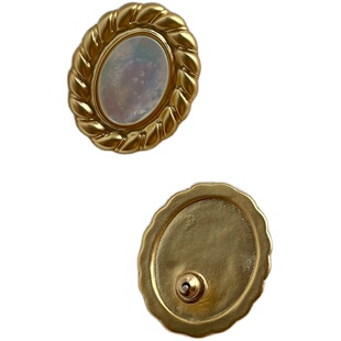 欧美法式复古宫廷风天然母贝耳钉优雅中古气质慵懒高级感港风耳饰