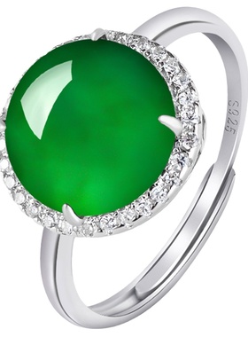 天然缅甸老坑阳绿翡翠戒指女款