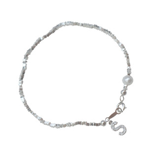 超闪碎银子s925纯银定制字母天然珍珠手链小众送闺蜜生日礼物天然