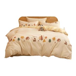 水星儿童纯棉套件母婴A类抑菌四件套纯棉三件套暖色系不褪色