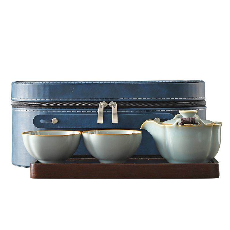 东茗堂汝窑手抓壶防烫旅行茶具