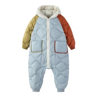 迷你巴拉巴拉宝宝三防羽绒连体衣外出男宝保暖白鸭绒婴儿爬服冬季