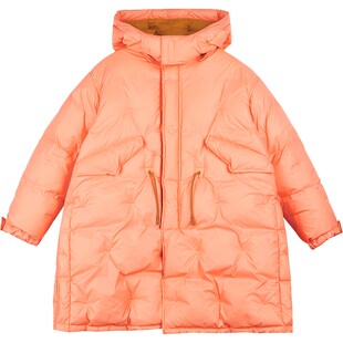 蓬马大童羽绒服连帽可拆卸纯色保暖秋冬装男女儿童pomme de terre