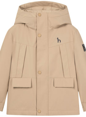 hazzys哈吉斯童装男童棉服2025冬新品中大童棉衣科技三防连帽外套