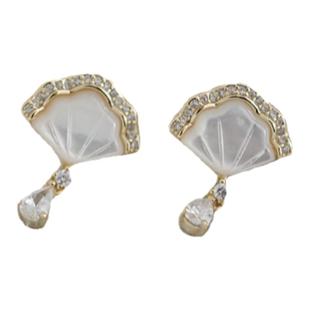 夏日微风/海洋往事。925银镀金贝壳水滴耳钉耳夹通勤日韩高级气质