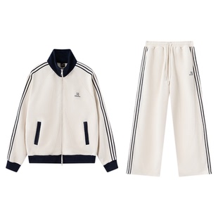 RIC撞色美式运动套装男秋季2025新款潮牌 休闲裤夹克华夫格外套女