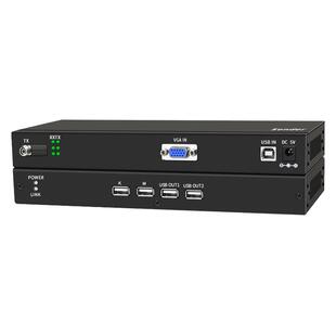 阿卡斯 VGA光端机KVM高清音视频4口USB2.0键鼠工程级图传投屏转换分配传输器U盘触摸屏转光纤延长器