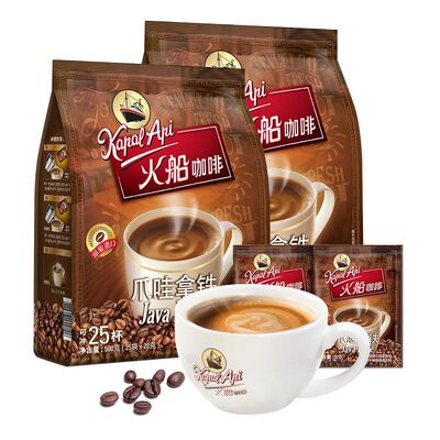 火船三合一速溶咖啡印尼进口爪哇拿铁特浓白咖啡官方旗舰店袋装