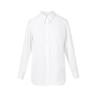 【吉娜同款】朗姿集团LIME莱茵优雅通勤白色衬衫25夏纯棉简约上衣