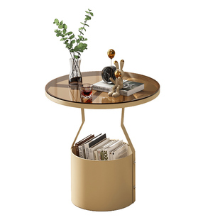 岩板茶几家用客厅沙发旁边几阳台小茶桌床头床边柜铁艺奶油风桌子