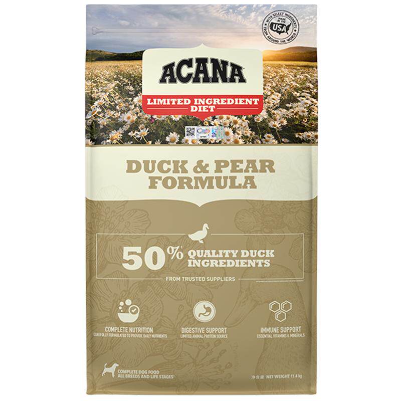 【官方旗舰】ACANA爱肯拿鸭肉梨狗粮进口全阶犬粮11.3kg【临期】
