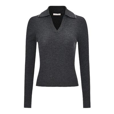 RARE威雅女装炭灰色长袖羊毛衫