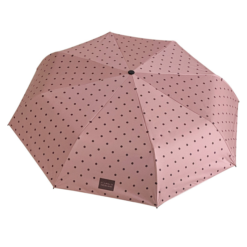 新款韩系小波点折叠雨伞防晒紫外线黑胶遮阳伞晴雨两用便携太阳伞