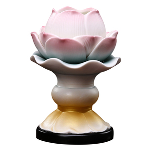 陶瓷莲花香炉家用佛前供奉供具佛具用品大全套观音圣水杯果盘烛台