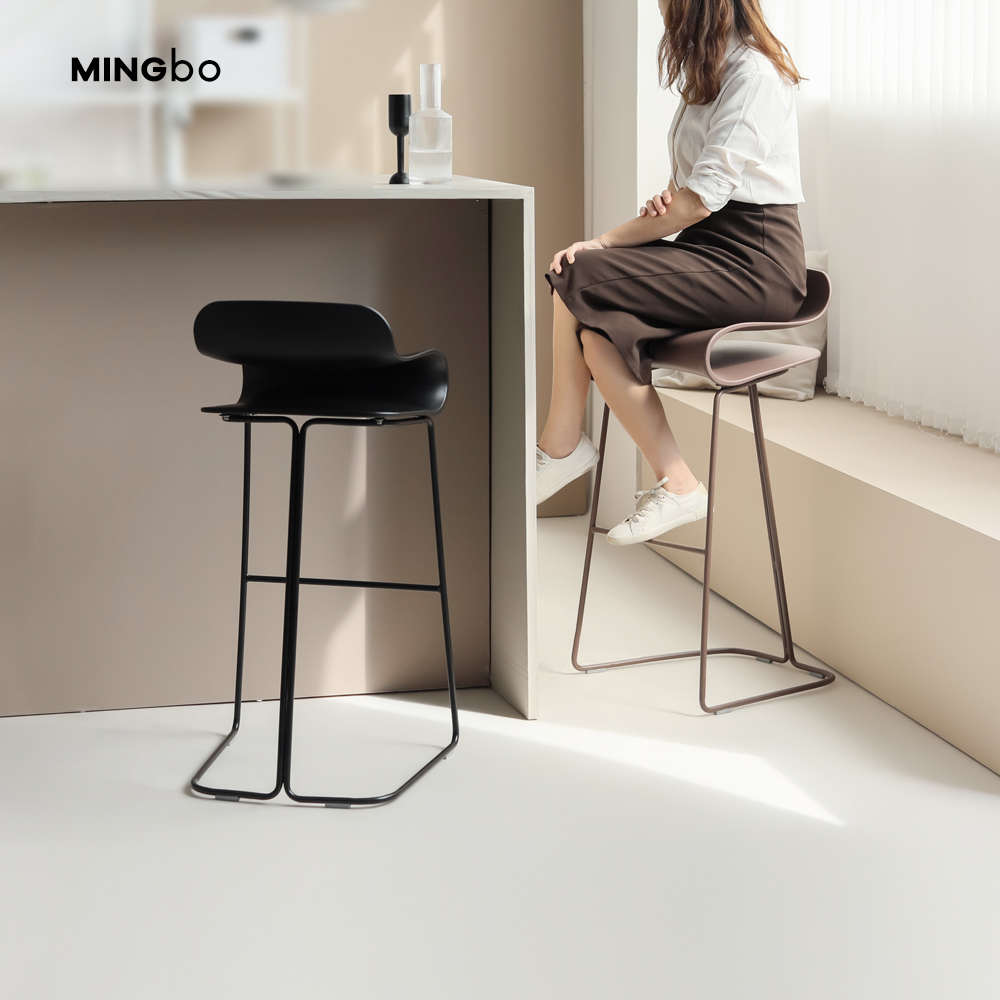 北欧极简奶油风铁艺吧椅家用客厅岛台休闲咖啡厅吧台设计师款高凳