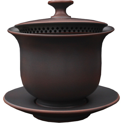 【行走树】带茶滤盖碗手抓壶广西钦州坭兴陶纯手工陶制功夫茶具