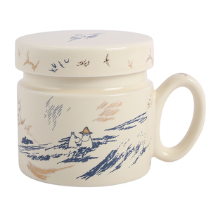 姆明moomin限定款陶瓷马克杯带盖花茶杯飞鸟带滤网水杯日常礼物
