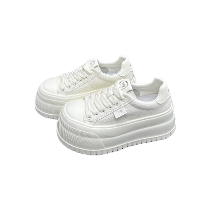 真皮厚底小白鞋女2026春夏新款