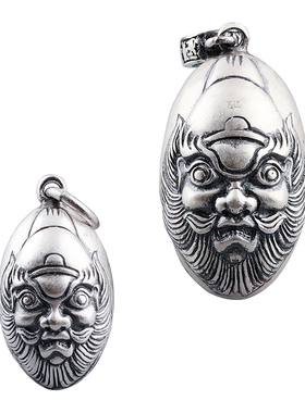 仿古铃铛民族风钟馗伏魔足银吊坠