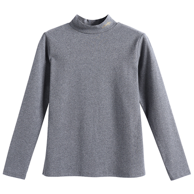 半高领厚款纯棉长袖女保暖不起球