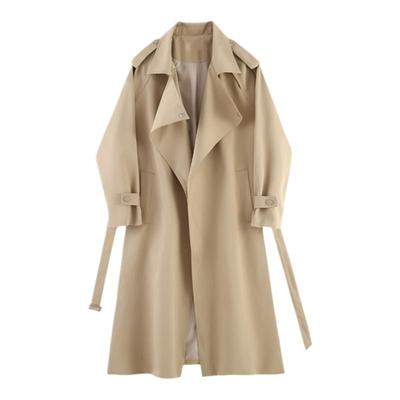 2023春新品气质英伦风衣女中长款百搭小个子收腰显瘦修身大衣外套