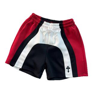360克舒适棉质拼接撞色短裤男夏季宽松休闲篮球裤运动裤子中性潮