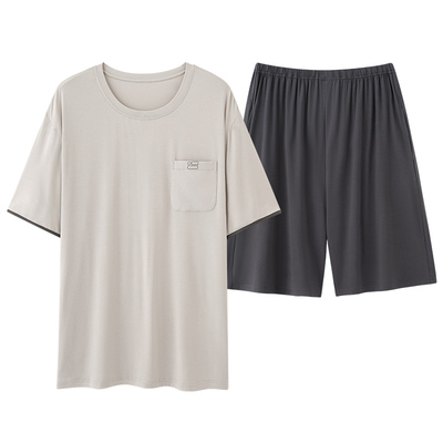 棉绸套头男士短袖家居服