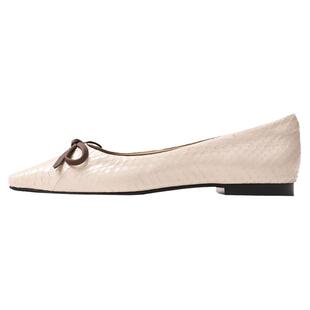 理智的喜欢~柏林柜款小麟蛇皮浅口蝴蝶结赫本风格四季平底船鞋特