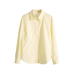 鹅黄色纯棉衬衫女2026年春季新款内搭叠穿全棉衬衣轻奢高级感上衣