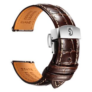 快拆浪琴名匠真皮男表带适用20mm21mm康卡斯八针月相机械表手表带